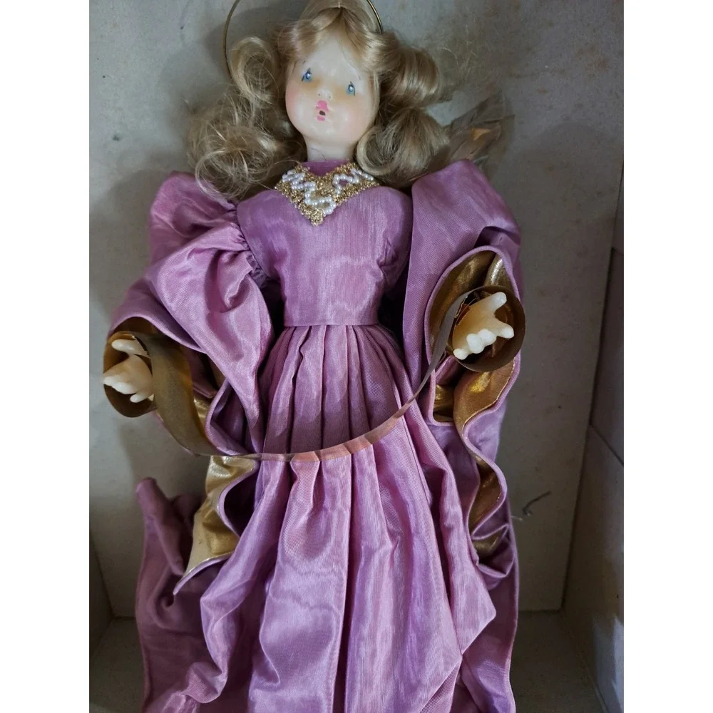 Serendipity Rauschgold Wax Angel Doll Tree Topper Feather Wings 13